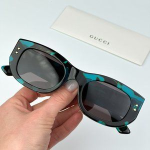 Gucci GG1215S 001 BRAND NEW Sunglasses Havana Grey Rectangle Unisex